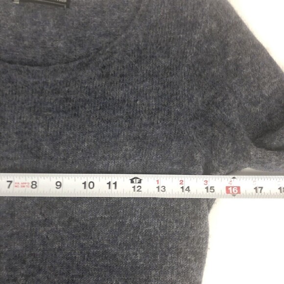 Peruvian Connection Sweater Pullover Baby Alpaca Wool Ruffled Blue Gray Size S - Picture 4 of 10